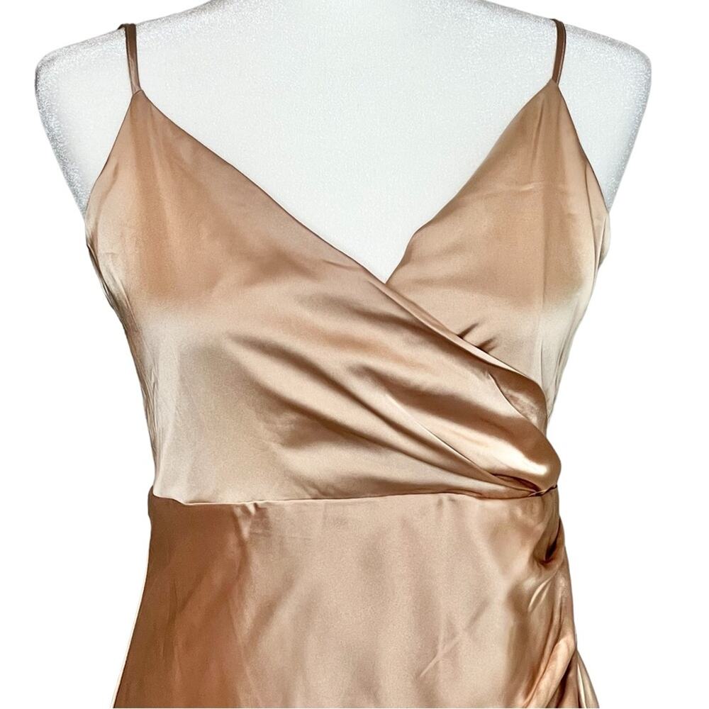 NWT Hello Molly Champagne Front Slit Spaghetti Strap Dress Size 8 / Large - Picture 3 of 7